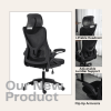 Ergonomic Office Desk Chair with wheels High Back Computer Task Chair Home Mesh Swivel Desk Chair with Adjustable Back Height & Flip up Arms & Lumbar