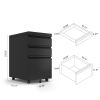 3-Drawer Mobile File Cabinet with Lock, Office Storage Filing Cabinet for Legal/Letter Size, Pre-Assembled Metal File Cabinet Except Wheels Under Desk