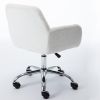 Home Office Chair; Leisure Chair Upholstered Adjustable furry Chair; white