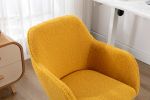 Modern Teddy Fabric Material Adjustable Height 360 Revolving Home Office Chair With Gold Metal Legs And Universal Wheel For Indoor,Yellow