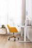 Modern Teddy Fabric Material Adjustable Height 360 Revolving Home Office Chair With Gold Metal Legs And Universal Wheel For Indoor,Yellow