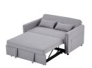 Modern Linen Convertible Loveseat Sleeper Sofa Couch with Adjustable Backrest, 2 Seater Sofa With Pull-Out Bed with 2 Lumbar Pillows For Small Living