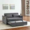 Convertible Sofa Bed, 3-in-1 Versatile Velvet Double Sofa with Pullout Bed, Seat with Adjustable Backrest, Lumbar Pillows, and Living Room Side Pocket
