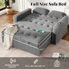 65.7" Linen Upholstered Sleeper Bed, Pull Out Sofa Bed Couch attached two throw pillows, Dual USB Charging Port and Adjustable Backrest for Living Roo