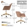 Modern Velvet Fabric Material Adjustable Height 360 revolving Home Office Chair with Gold Metal Legs and Universal Wheels for Indoor,Light Coffee Brow