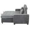 65.7" Linen Upholstered Sleeper Bed, Pull Out Sofa Bed Couch attached two throw pillows, Dual USB Charging Port and Adjustable Backrest for Living Roo