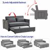 Convertible Sofa Bed, 3-in-1 Versatile Velvet Double Sofa with Pullout Bed, Seat with Adjustable Backrest, Lumbar Pillows, and Living Room Side Pocket