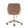 Modern Velvet Fabric Material Adjustable Height 360 revolving Home Office Chair with Gold Metal Legs and Universal Wheels for Indoor,Light Coffee Brow