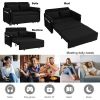 MH 54" Modern Convertible Sofa Bed with 2 Detachable Arm Pockets, Velvet Loveseat Sofa with Pull Out Bed, 2 Pillows and Living Room Adjustable Backres