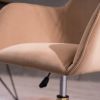 Modern Velvet Fabric Material Adjustable Height 360 revolving Home Office Chair with Gold Metal Legs and Universal Wheels for Indoor,Light Coffee Brow