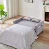 Modern Linen Convertible Loveseat Sleeper Sofa Couch with Adjustable Backrest, 2 Seater Sofa With Pull-Out Bed with 2 Lumbar Pillows For Small Living