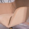 Modern Velvet Fabric Material Adjustable Height 360 revolving Home Office Chair with Gold Metal Legs and Universal Wheels for Indoor,Light Coffee Brow