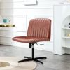 Office chair Brown PU Material. Home Computer Chair Office Chair Adjustable 360 ¬∞Swivel Cushion Chair With Black Foot Swivel Chair Makeup Chair Study