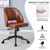 Modern home brown PU Office chair adjustable 360 ¬∞ swivel chair engineering plastic armless swivel computer chair with wheels living room bedroom off