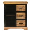Home Office Cabinet with 3 Drawers and Metal Frame, Oak Brown and Black