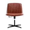 Office chair Brown PU Material. Home Computer Chair Office Chair Adjustable 360 ¬∞Swivel Cushion Chair With Black Foot Swivel Chair Makeup Chair Study