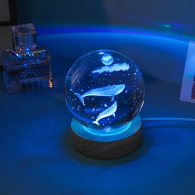 Crystal Ball Colorful Luminous Wooden Base (Option: Deep Sea Whale-Ball Base)