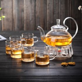 Tea Making Device Flower Pot Filter Set Of Glass Tea Set (Option: High Handle Candlestick 6 Cups)