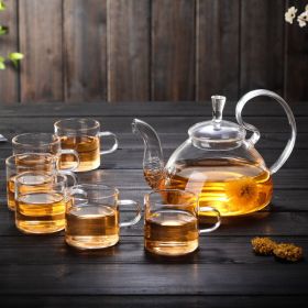 Tea Making Device Flower Pot Filter Set Of Glass Tea Set (Option: Large Handle 6 Tumbler)