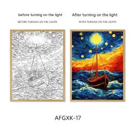 Van Gogh Famous Starry Sky Line Living Room Lighting Painting (Option: AFGXK17-USB-24x32.7cmPSframe)