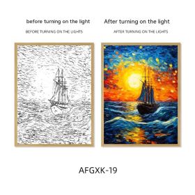 Van Gogh Famous Starry Sky Line Living Room Lighting Painting (Option: AFGXK19-USB-24x32.7cmPSframe)