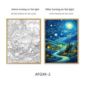 Van Gogh Famous Starry Sky Line Living Room Lighting Painting (Option: AFGXK2-USB-24x32.7cmPSframe)