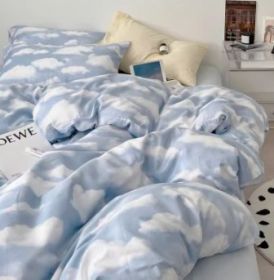 Minimalist Internet Celebrity Dormitory Bedding, Bedding Set, Bedsheet Three Piece Set (Option: Clouds Stain Blue-Flat Sheet-1.2M)