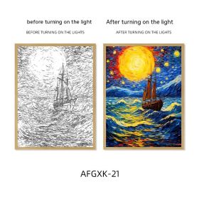 Van Gogh Famous Starry Sky Line Living Room Lighting Painting (Option: AFGXK21-USB-15x21.3cmcharging)