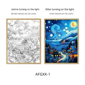 Van Gogh Famous Starry Sky Line Living Room Lighting Painting (Option: AFGXK1-USB-24x32.7cmPSframe)