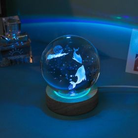 Crystal Ball Colorful Luminous Wooden Base (Option: Dolphin Mate-Ball Base)