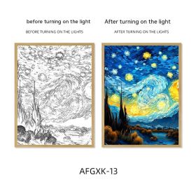 Van Gogh Famous Starry Sky Line Living Room Lighting Painting (Option: AFGXK13-USB-21.3x30cmcharging)
