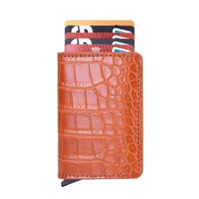 Metallic Aluminium Anti-theft Swiping Anti-magnetic RFID Wallet Card Holder (Option: C Style Crocodile Brown)
