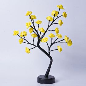 Table Lamp Flower Tree Rose Lamps Fairy Desk Night Lights USB Operated Gifts For Wedding Valentine Christmas Decoration (Option: Yellow Rose-Usb Plug In)