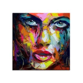 100% Hand Painted Large Home Decor Francoise Nielly Face Oil Painting Wall Art Picture Portrait Palette Knife Canvas Acrylic Texture Colourful No Fram (size: 150x150cm)