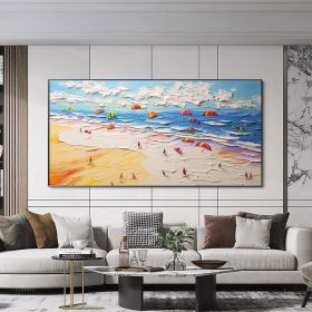 Hand Painted Oil Painting Abstract Beach Vacation Commemorative Oil Painting Original Hand-Painted Summer Landscape Colorful Parachute Wall Art 3D Cre (style: 1, size: 150x220cm)