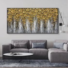 Hand Painted Oil Painting 3D Abstract Flower Landscape Oil Painting on Canvas Large Original Gold Floral Palette knife Texture Art Living Room Wall Ar (style: 1, size: 90x120cm)