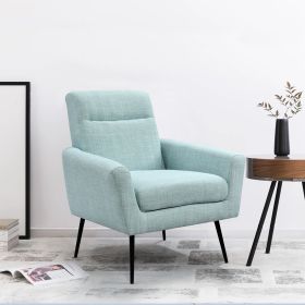 Mid Century Modern Upholstered Fabric Accent Chair;  Living Room;  Bedroom Leisure Single Sofa Chair (with Metal Legs);  TV armrest seat;  Suitable fo (Color: Light Blue)