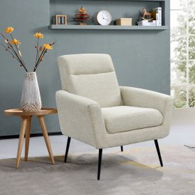 Mid Century Modern Upholstered Fabric Accent Chair;  Living Room;  Bedroom Leisure Single Sofa Chair (with Metal Legs);  TV armrest seat;  Suitable fo (Color: Beige)