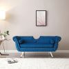 61'Width Modern Accent Velvet Upholstered Loveseat Settee Nailhead Trimming Curved Backrest Rolled Arms Couch with Removable Cushion Silver Metal Legs