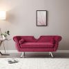 61'Width Modern Accent Velvet Upholstered Loveseat Settee Nailhead Trimming Curved Backrest Rolled Arms Couch with Removable Cushion Silver Metal Legs