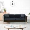 77.2' Modern Upholstered Velvet Sofa 3 Seater Couch with Removable Cushions Side Pocket Mid-Century Tufted Living Room Set Gold Metal Legs,2 Pillows I