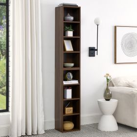 8-Tier Media Tower Rack, CD DVD Slim Storage Cabinet with Adjustable Shelves, Tall Narrow Bookcase Display Bookshelf for Home Office,Multi-functional (Color: as Pic)