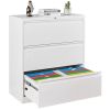 3 Drawer Lateral Filing Cabinet for Legal/Letter A4 Size, Large Deep Drawers Locked by Keys, Locking Wide File Cabinet for Home Office, Metal Steel