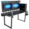 DEZCTOP Bifrost 160 63W x 28D Gaming PC Computer Desk with Shelves;  Large Workstation for Gamers or Home Office with Pegboard;  Built-in Cable Manage
