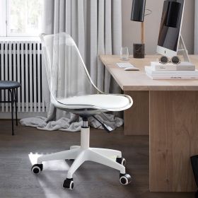 Modern Home Office Desk Chairs, Adjustable 360 ¬∞Swivel Chair Engineering Plastic Armless Swivel Computer Chair With Wheels for Living Room, Bed Room (Color: as Pic)