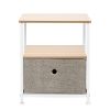 Nightstand 1-Drawer Shelf Storage- Bedside Furniture & Accent End Table Chest For Home, Bedroom, Office, College Dorm, Steel Frame, Wood Top, Easy Pul