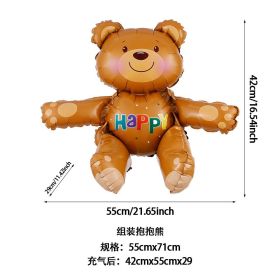 Double Bear Hug Heart Balloons Foil I Love You Wedding Valentine Day Marriage Event Party Balloon Decoration (Ballon Size: as show, Color: 1pc happy bear)