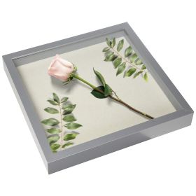 ( Don't Sell on Amazon;  Wayfair ) Square Shadow Box Picture Frame Linen Background Real Glass Front for Memorabilia;  Scrapbooking;  Keepsake;  12x12 (Color: gray)