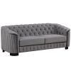 82" Mid Century Modern Sofa with Rubber Wood Legs; Velvet Upholstered Sofa Couch; Sofa with Thick Removable Seat Cushion;  3 Seater Sofa Couch for Liv