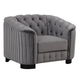 41.5" Velvet Upholstered Accent Sofa; Modern Single Sofa Chair with Thick Removable Seat Cushion; Modern Single Couch for Living Room; Bedroom; or Sma (Color: gray)